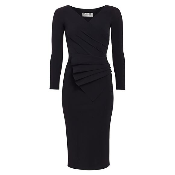 Chiara Boni La Petite Robe 'Kaya' Black Polyamide Pleated Detail Sheath Dress - Picture 1 of 5